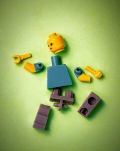 Lego person falling apart