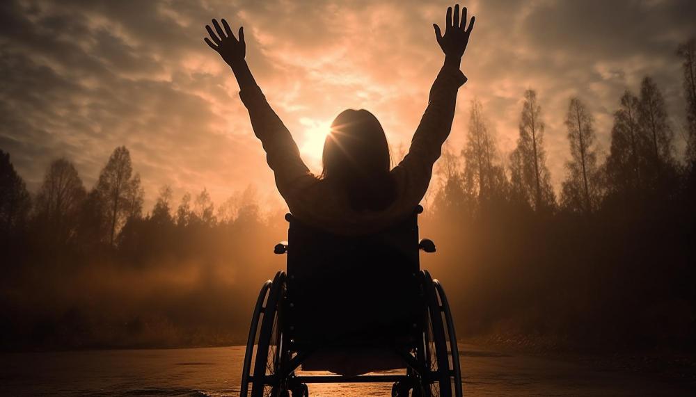 person sitting in wheelchair practicing breath awareness